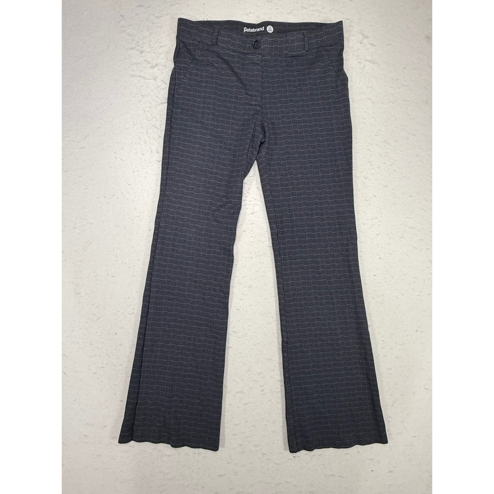 Betabrand Dress Pant Yoga Pants Womens Large Long Grey Geometric Bootcut Slacks